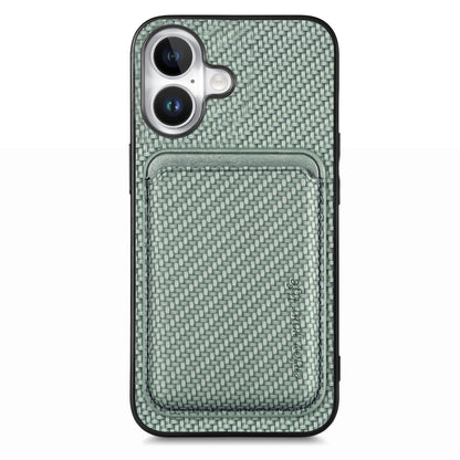 Carbon Fiber Leather Card Magsafe Phone Case, For iPhone 16e, For iPhone 16 Pro Max, For iPhone 16 Pro, For iPhone 16 Plus