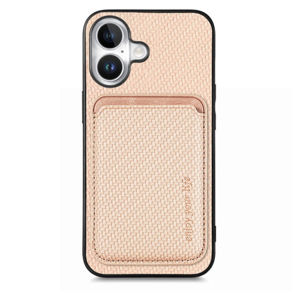 Carbon Fiber Leather Card Magsafe Phone Case, For iPhone 16e, For iPhone 16 Pro Max, For iPhone 16 Pro, For iPhone 16 Plus