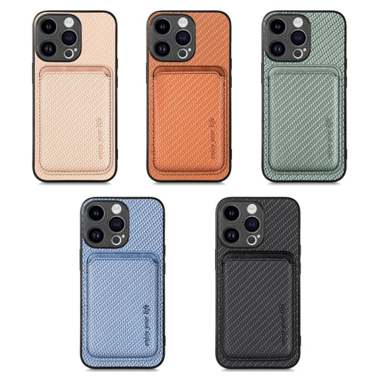 Carbon Fiber Leather Card Magsafe Phone Case, For iPhone 16e, For iPhone 16 Pro Max, For iPhone 16 Pro, For iPhone 16 Plus