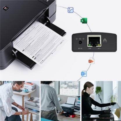 WAVLINK NU72P11 100Mbps Network Print Server USB 2.0 Network Printer Power Adapter