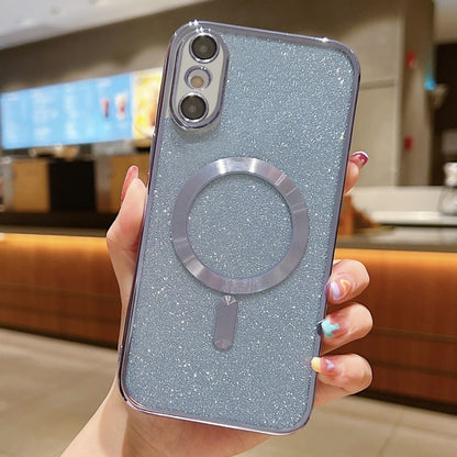 جراب هاتف MagSafe TPU مطلي بالكهرباء اللامع، لهاتف iPhone X / XS، وiPhone 7 Plus / 8 Plus