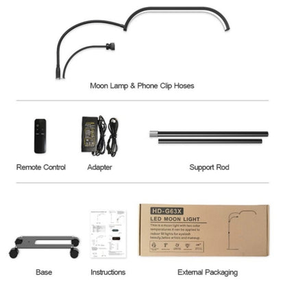 HD-G63X Floor Standing Remote Dimming LED Moon Lamp Manicure Eyelash Beauty Lamp
