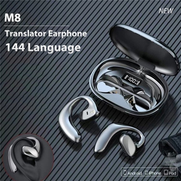 M8 Noise Reduction Smart Voice Translator TWS Bluetooth Headset 144 Languages Translation Earphones