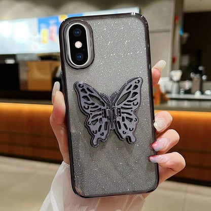 Electroplated Gradient Glitter 3D Butterfly TPU Phone Case