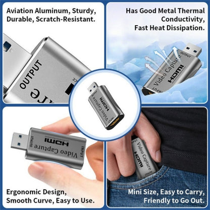 C30 For Game Live Streaming Aluminum Alloy USB Male to HDMI Female HD Video Capture Card