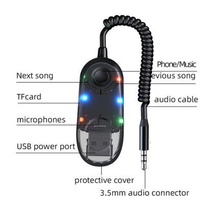 W9 Car Bluetooth Music Receiver USB Bluetooth 5.3 Adapter Wireless Audio Receiver, W9