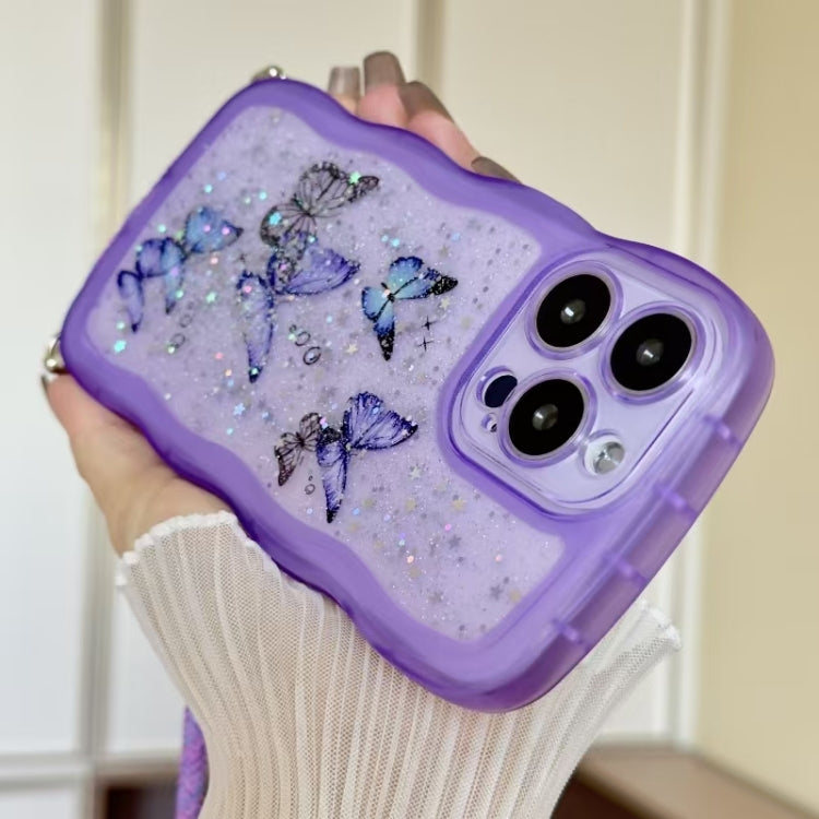 Crossbody Wave Edge Butterfly TPU Phone Case, For iPhone 15 Pro Max, For iPhone 15 Pro, For iPhone 15 Plus, For iPhone 15