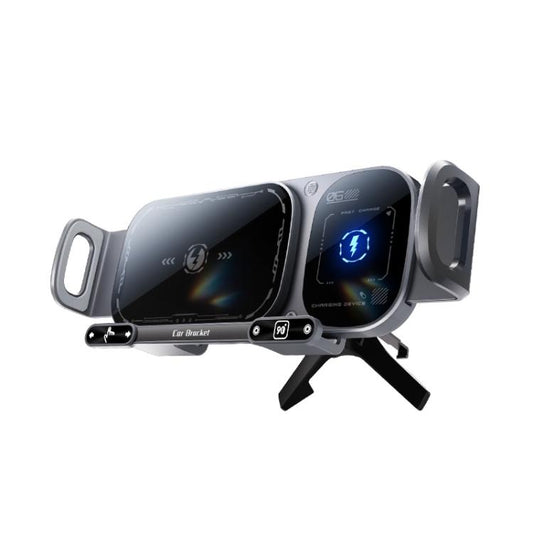 SD01 Car Air Vent Mount Dual Coil Rotating Phone Stand 15W Wireless Charger Phone Holder, SD01 Grey, SD01 Black