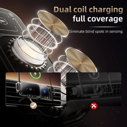 SD01 Car Air Vent Mount Dual Coil Rotating Phone Stand 15W Wireless Charger Phone Holder, SD01 Grey, SD01 Black