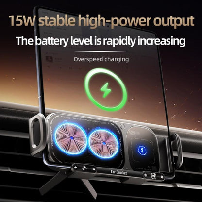 SD01 Car Air Vent Mount Dual Coil Rotating Phone Stand 15W Wireless Charger Phone Holder, SD01 Grey, SD01 Black