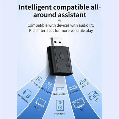 W12 AUX Adapter USB Dongle 2 In 1 Bluetooth 5.3 Car Audio Transmitter Receiver, W12
