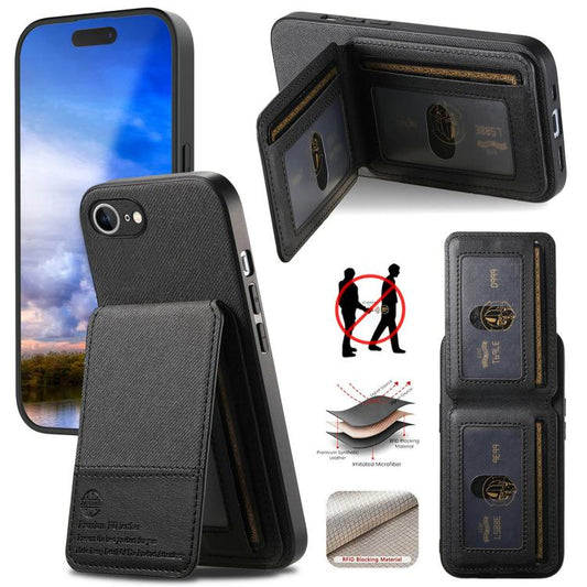 Twill Fabric Leather Vertical Flip RFID Card Bag Phone Case, For iPhone 16e, For iPhone 16 Pro Max, For iPhone 16 Pro, For iPhone 16 Plus, For iPhone 16, For iPhone 15 Pro Max