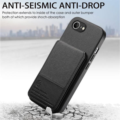 جراب هاتف ببطاقة RFID عمودية من الجلد من نسيج قطني مائل، مناسب لأجهزة iPhone 16e وiPhone 16 Pro Max وiPhone 16 Pro وiPhone 16 Plus وiPhone 16 وiPhone 15 Pro Max