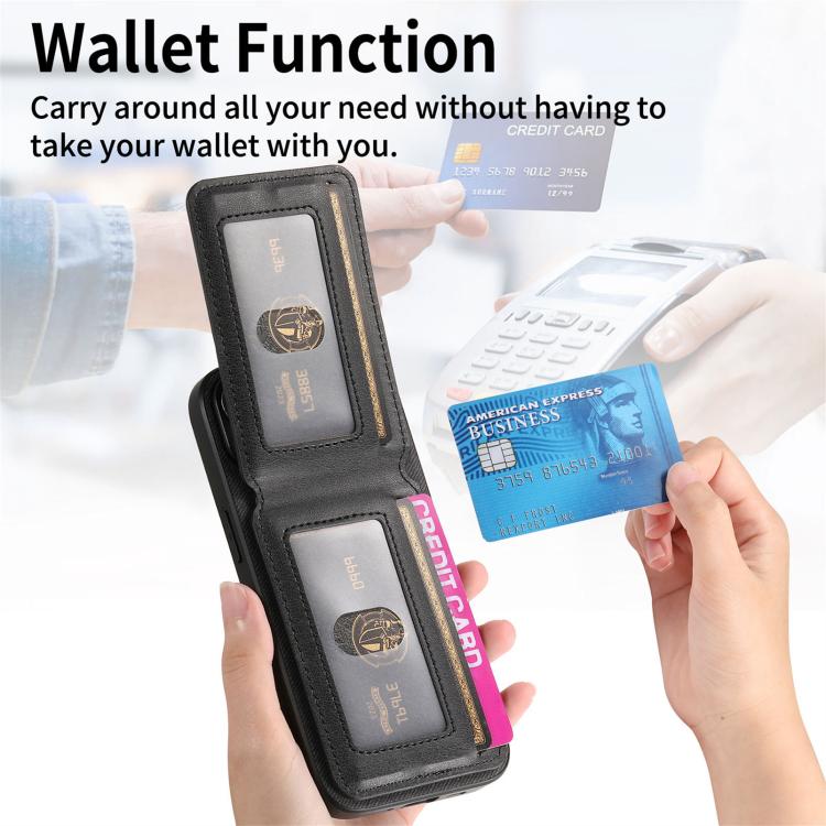 جراب هاتف ببطاقة RFID عمودية من الجلد من نسيج قطني مائل، مناسب لأجهزة iPhone 16e وiPhone 16 Pro Max وiPhone 16 Pro وiPhone 16 Plus وiPhone 16 وiPhone 15 Pro Max