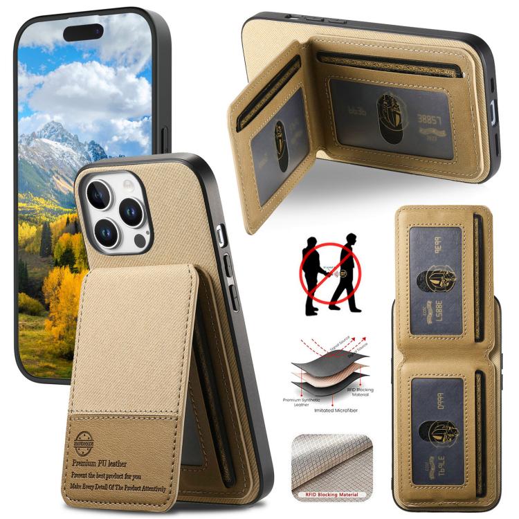 جراب هاتف ببطاقة RFID عمودية من الجلد من نسيج قطني مائل، مناسب لأجهزة iPhone 16e وiPhone 16 Pro Max وiPhone 16 Pro وiPhone 16 Plus وiPhone 16 وiPhone 15 Pro Max