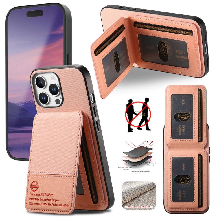 جراب هاتف ببطاقة RFID عمودية من الجلد من نسيج قطني مائل، مناسب لأجهزة iPhone 16e وiPhone 16 Pro Max وiPhone 16 Pro وiPhone 16 Plus وiPhone 16 وiPhone 15 Pro Max