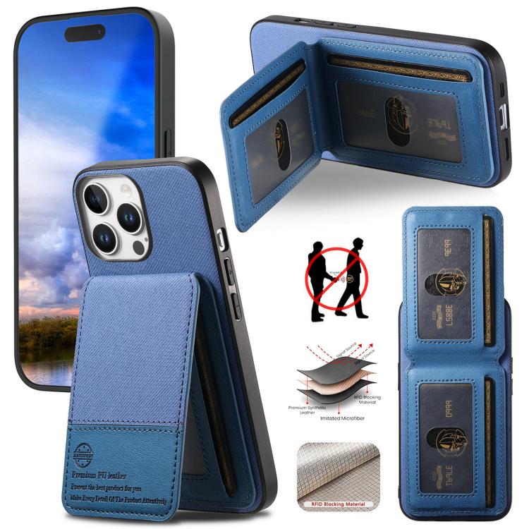 جراب هاتف ببطاقة RFID عمودية من الجلد من نسيج قطني مائل، مناسب لأجهزة iPhone 16e وiPhone 16 Pro Max وiPhone 16 Pro وiPhone 16 Plus وiPhone 16 وiPhone 15 Pro Max