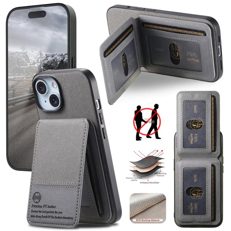 جراب هاتف ببطاقة RFID عمودية من الجلد من نسيج قطني مائل، مناسب لأجهزة iPhone 15 Pro وiPhone 15 Plus وiPhone 15 وiPhone 14 Plus وiPhone 14 وiPhone 14 Pro