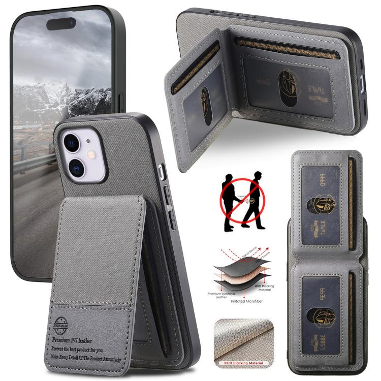جراب هاتف ببطاقة RFID عمودية من الجلد من نسيج التويل، مناسب لأجهزة iPhone 14 Pro Max وiPhone 13 Pro Max وiPhone 13 Pro وiPhone 13 وiPhone 12 وiPhone 12 Pro Max