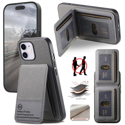 جراب هاتف ببطاقة RFID عمودية من الجلد من نسيج التويل، مناسب لأجهزة iPhone 14 Pro Max وiPhone 13 Pro Max وiPhone 13 Pro وiPhone 13 وiPhone 12 وiPhone 12 Pro Max