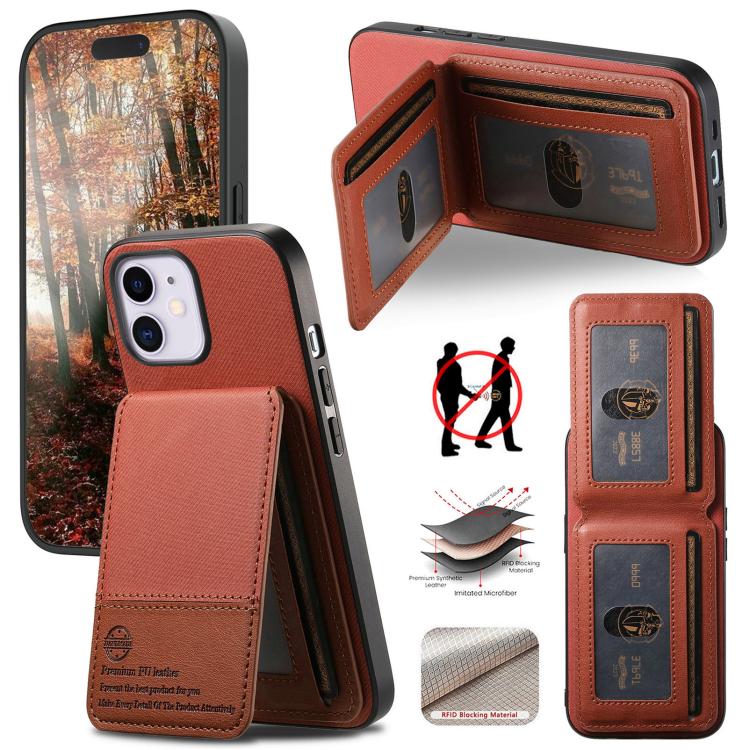 جراب هاتف ببطاقة RFID عمودية من نسيج التويل، جلد، مناسب لأجهزة iPhone 12 Pro وiPhone 11 Pro Max وiPhone 11 وiPhone 11 Pro وiPhone X / XS
