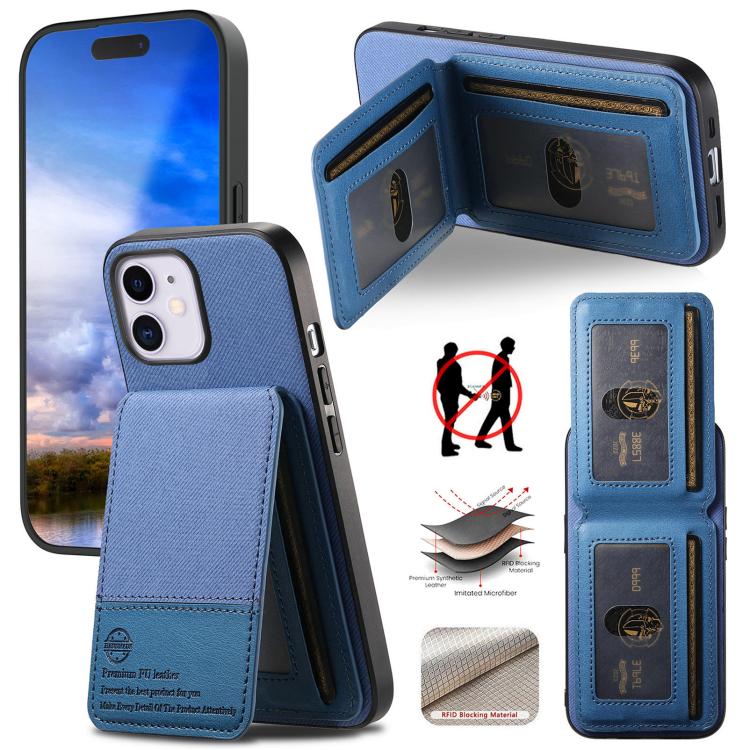 جراب هاتف ببطاقة RFID عمودية من نسيج التويل، جلد، مناسب لأجهزة iPhone 12 Pro وiPhone 11 Pro Max وiPhone 11 وiPhone 11 Pro وiPhone X / XS