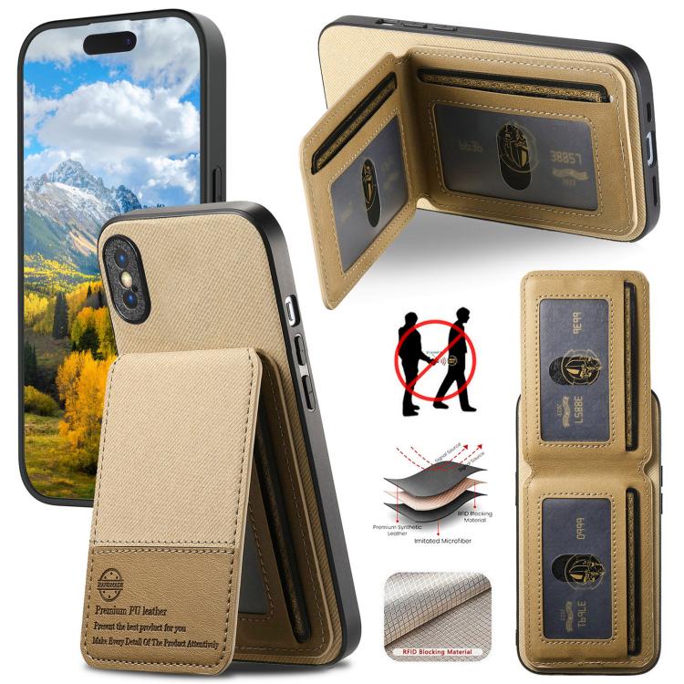 جراب هاتف ببطاقة RFID عمودية من نسيج التويل، جلد، مناسب لأجهزة iPhone 12 Pro وiPhone 11 Pro Max وiPhone 11 وiPhone 11 Pro وiPhone X / XS