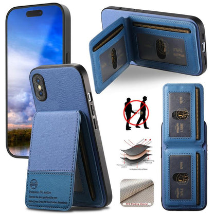جراب هاتف ببطاقة RFID عمودية من نسيج التويل، جلد، مناسب لأجهزة iPhone 12 Pro وiPhone 11 Pro Max وiPhone 11 وiPhone 11 Pro وiPhone X / XS