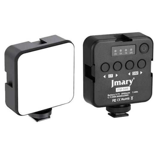 JMARY FM-59R Dimmable Video Recording Mini Fill Light with 3 Cold Shoe Mounts, FM-59R