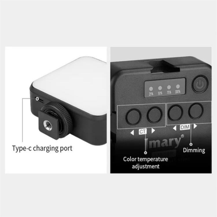 JMARY FM-59R Dimmable Video Recording Mini Fill Light with 3 Cold Shoe Mounts, FM-59R