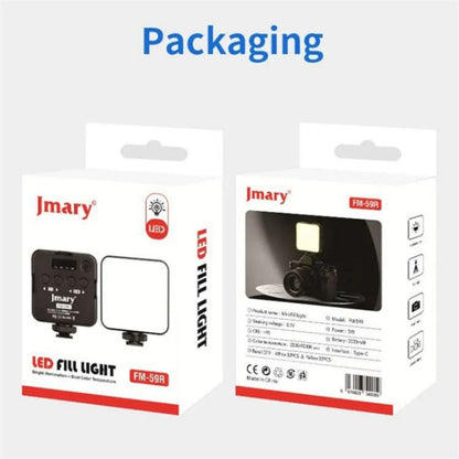 JMARY FM-59R Dimmable Video Recording Mini Fill Light with 3 Cold Shoe Mounts, FM-59R