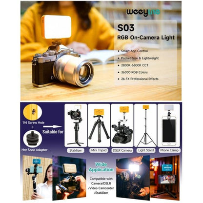 Weeylite S03 Portable RGB Light Video Live Streaming Photography Full Color Fill Light