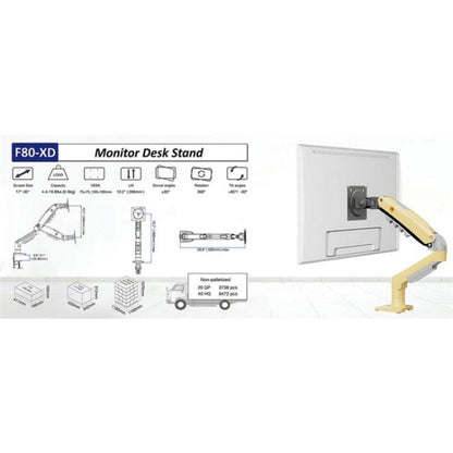 NORTH BAYOU F80 Adjustable Height Monitor Arm 17-30 Inch Displays Desk Mount Stand