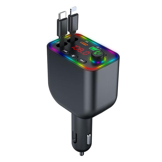 Y4 Retractable Cable Super Fast Charging Car Charger Bluetooth-Compatible MP3 Player, Y4