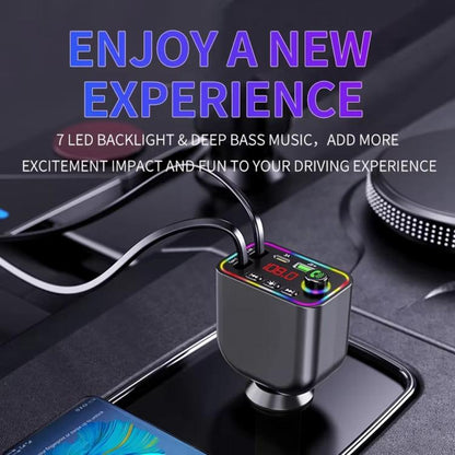 Y4 Retractable Cable Super Fast Charging Car Charger Bluetooth-Compatible MP3 Player, Y4