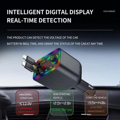 Y4 Retractable Cable Super Fast Charging Car Charger Bluetooth-Compatible MP3 Player, Y4
