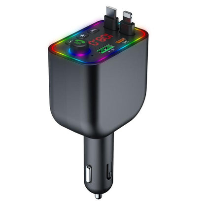 Y4 Retractable Cable Super Fast Charging Car Charger Bluetooth-Compatible MP3 Player, Y4