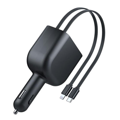Y4 Retractable Cable Super Fast Charging Car Charger Bluetooth-Compatible MP3 Player, Y4