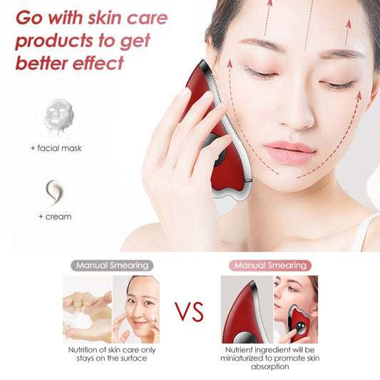 K-SKIN KD817 وسادة خدش للوجه، لوحة كشط لتخفيف التعب والإجهاد، جهاز تدليك كهربائي، شحن USB، أحمر، أبيض