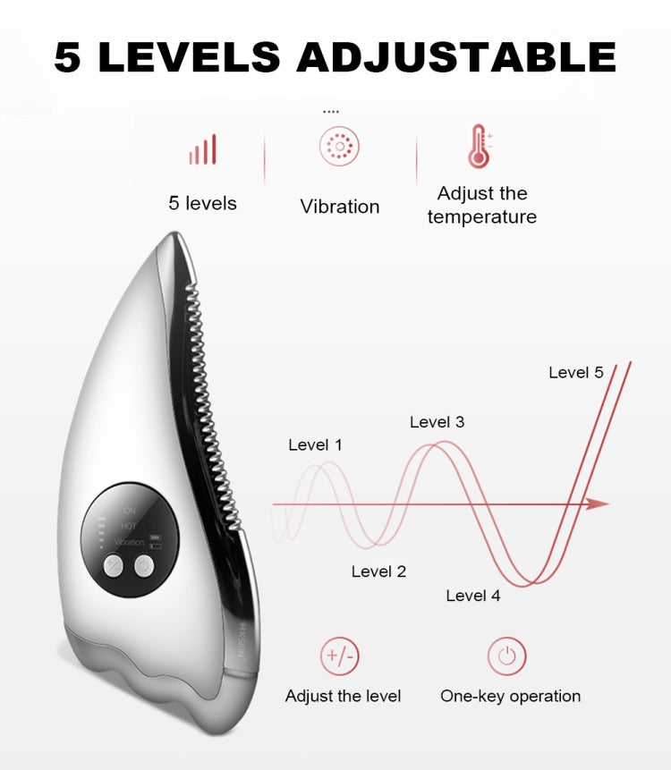 K-SKIN KD817 وسادة خدش للوجه، لوحة كشط لتخفيف التعب والإجهاد، جهاز تدليك كهربائي، شحن USB، أحمر، أبيض