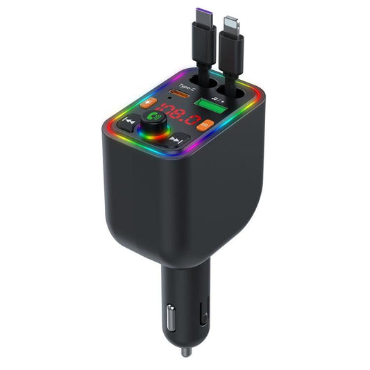 Y6 Retractable Cable EQ Adjustment Bluetooth FM Transmitter Car Charger MP3 Player, Y6