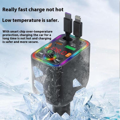 Y6 Retractable Cable EQ Adjustment Bluetooth FM Transmitter Car Charger MP3 Player, Y6