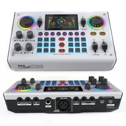 C100 Pro For Streaming / Recording 5 Sound Effects Portable Live Sound Card Audio Mixer
