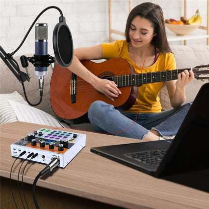C200 For Live Streaming / Singing Sound Card Audio Mixer Bluetooth Adjustable Mixing Console
