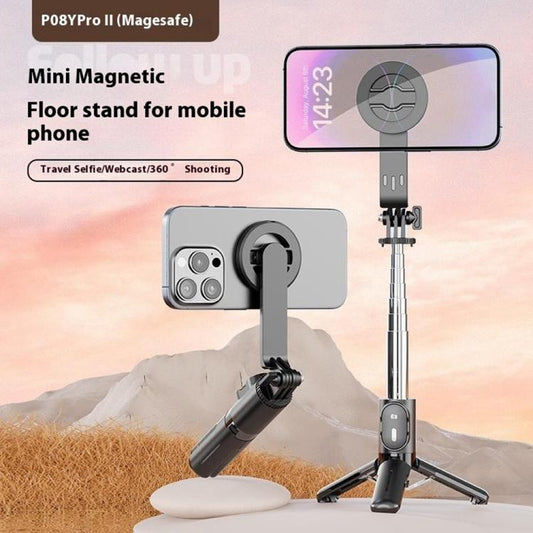 P08Y Pro F2 Portable Travel Selfie Stick Tripod Mini MagSafe Phone Stand with Remote Control and Fill Lights