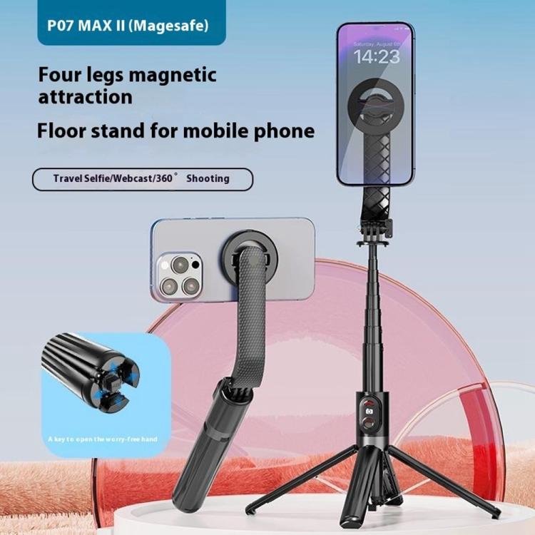 P07 Max Extendable Four-legged Stand Magnetic Phone Selfie Stick with Bluetooth Remote Control