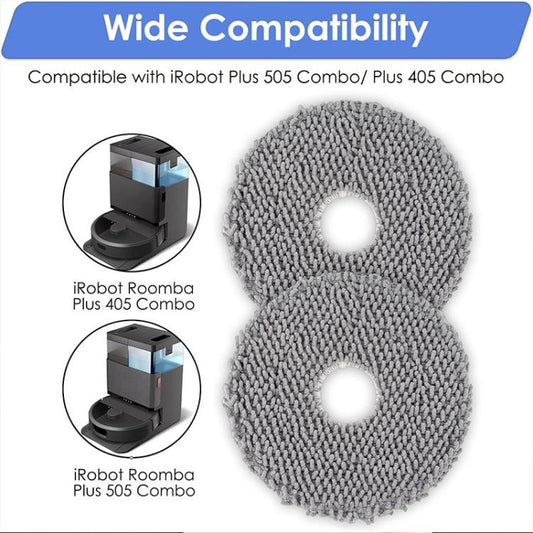 JUNSUNMAY 4pcs Washable Mop Pads Replacement for iRobot Roomba Plus 405 / 505 Combo