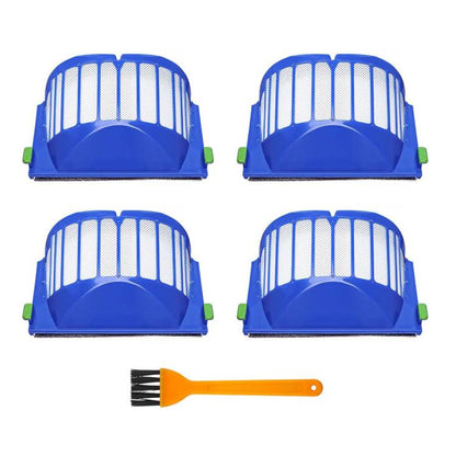 JUNSUNMAY 4pcs Sweeper Clean Filter with Brush for iRobot Roomba 600 Series