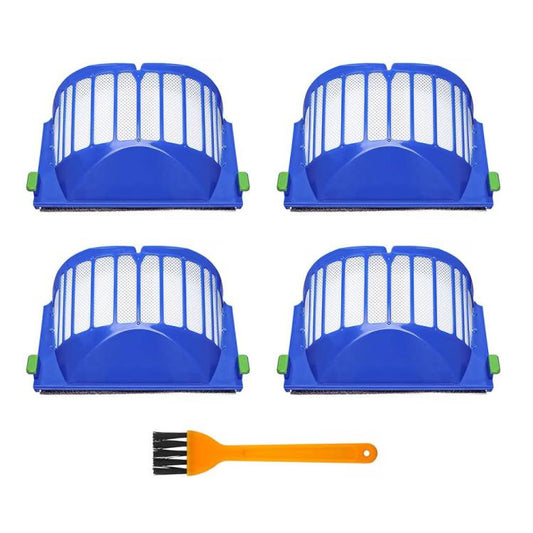 JUNSUNMAY 4pcs Sweeper Clean Filter with Brush for iRobot Roomba 600 Series