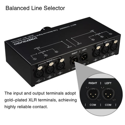 B072 3 Input 1 Output Fully Balanced Signal Selector 3-Channel Balanced Line Selector, No Need For External Power Supply Lossless Switching